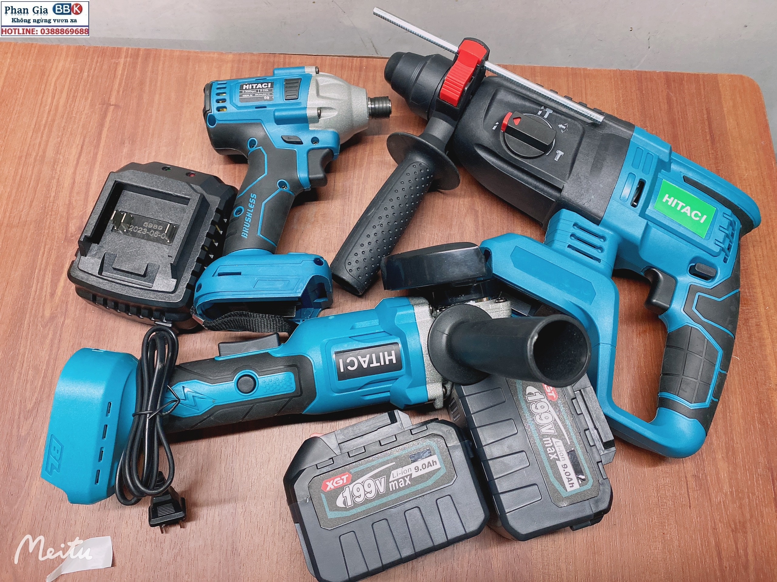 Bộ Combo 3 Máy Gồm Máy Khoan Đục Bê Tông, Máy Mài Và Máy Chuyên Vít Dùng Pin 199V 15 Cell, Động Cơ Không Chổi Than, Máy Khoan Siêu Khỏe - Bảo Hành 1 Năm