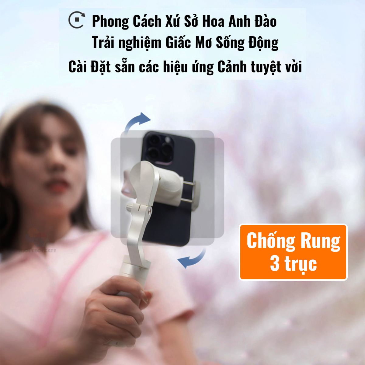 Tay cầm chống rung điện thoại V2S tích hợp camera AI độc lập, gimbal 3 trục quay video, livestream, điều khiển cử chỉ thông minh, hàng chính hãng