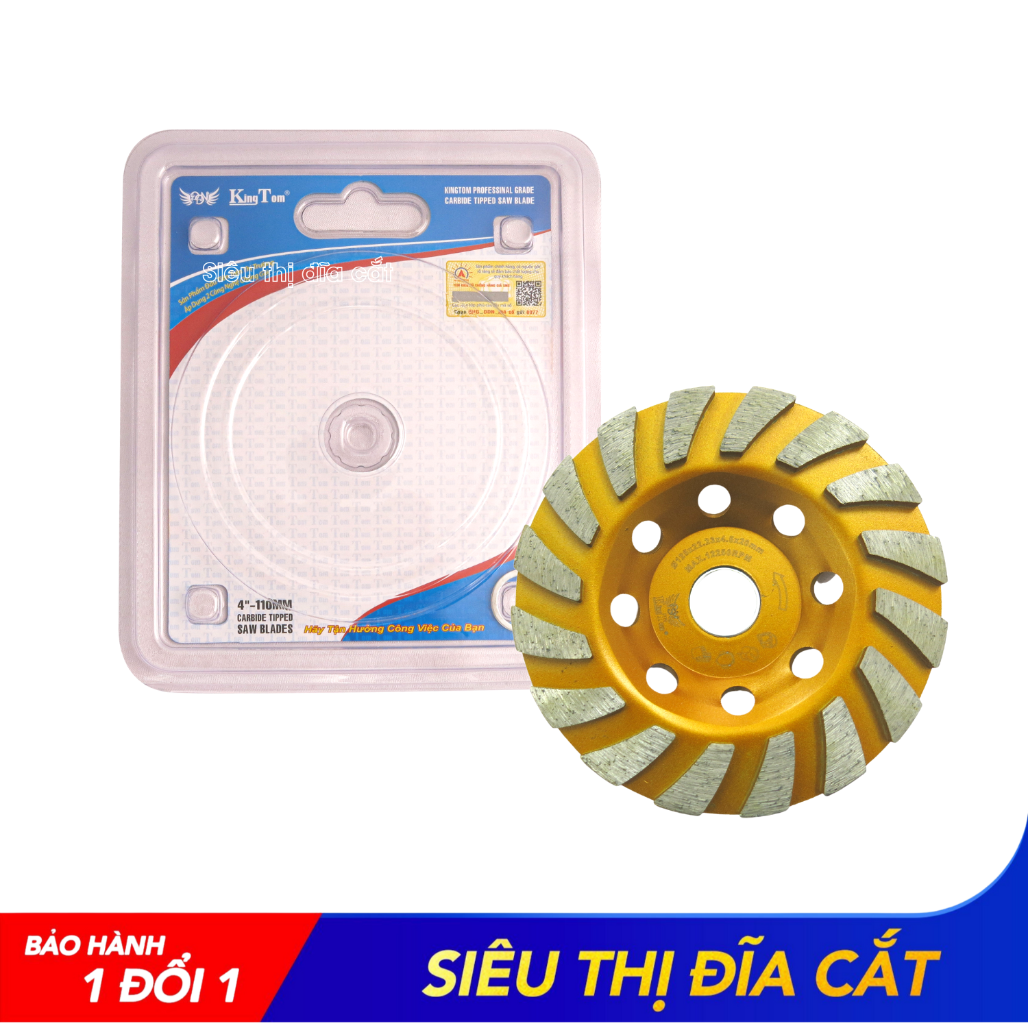 Chén Mài 125mm KingTom Khô Vàng - Mài Bê Tông, Đá Cứng