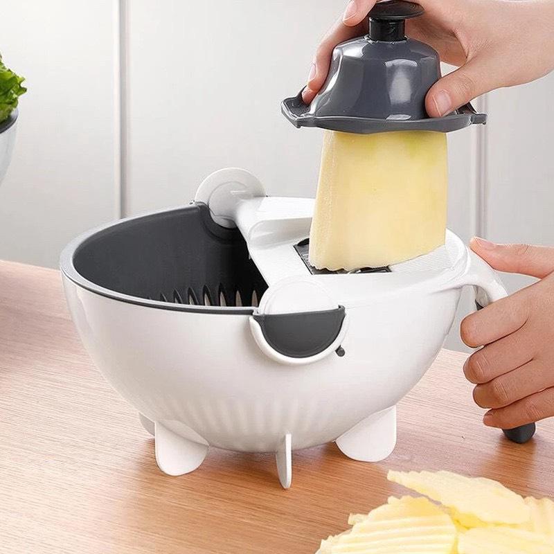 Dụng Cụ Nạo Rau Củ Quả Kèm Rổ 9 Trong 1 Đa Năng - CÓ HỘP ĐỰNG)