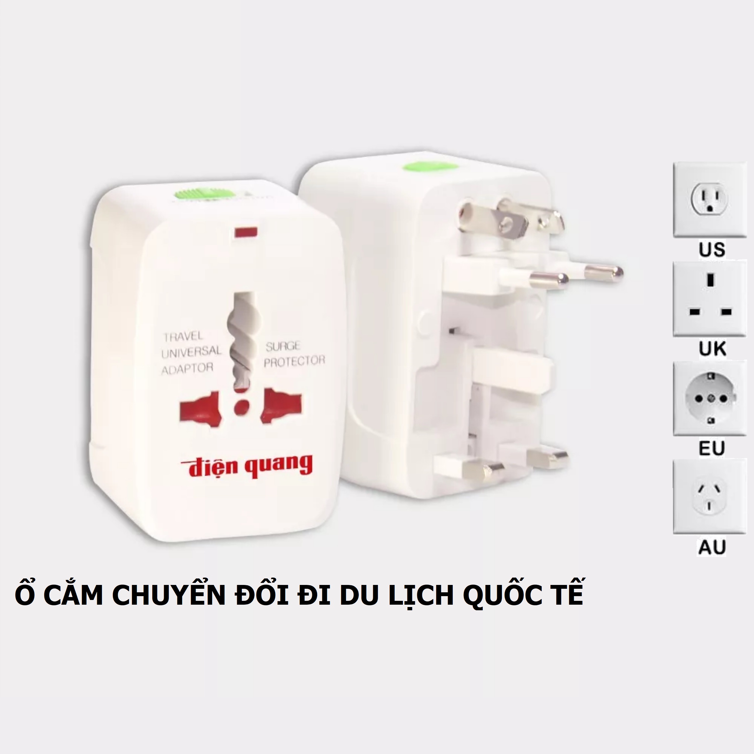 Ổ Cắm Chuyển Đổi Đa Năng Cho Phích Cắm Khi Du Lịch Quốc Tế, An Toàn, Tiện Dụng Mang Theo Người, TakyHome 8604