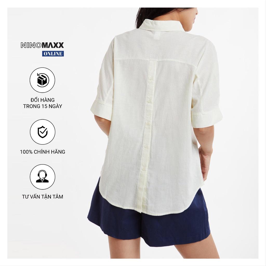 Áo Sơ Mi Nữ Ninomaxx Tay Ngắn 100% Cotton mã 1912096