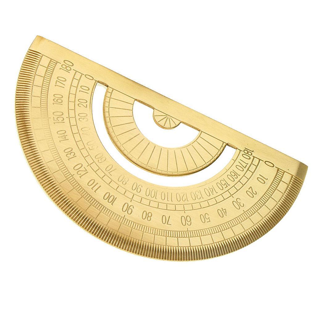 2xMini Brass Math Geometry Ruler Jewelry Measuring Tool Protractor