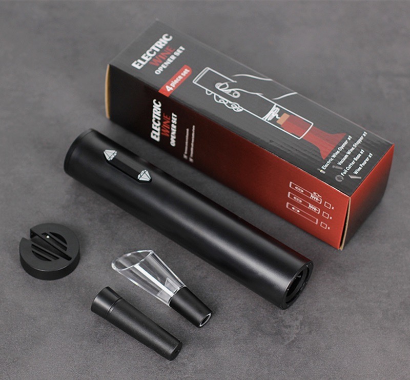 Bộ khui rượu Vang bằng điện 4 món nút hình Kim cương (Dùng pin)