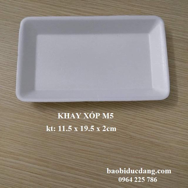 1 bịch 125 chiếc khay xốp M5 trắng đựng 250 - 300gr thực phẩm