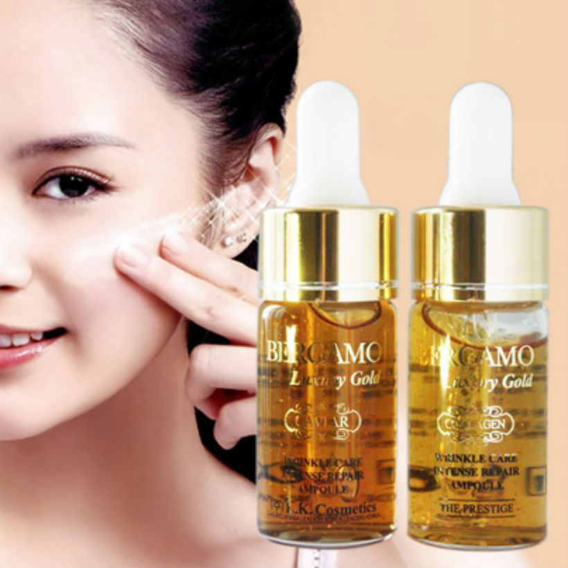 Bộ Tinh Chất Dưỡng Chống Nhăn Và Làm Sáng Da Bergamo Luxury Gold Collagen Serum &amp; Caviar Geo (52ml)