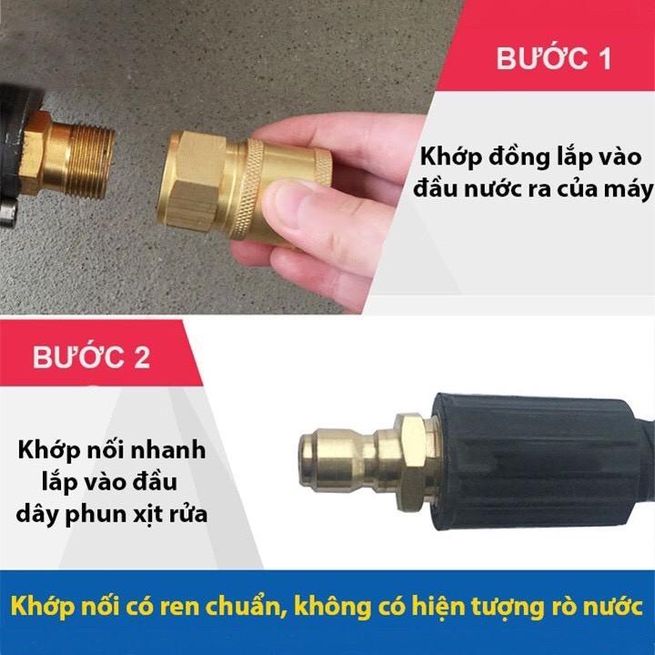 Bộ khớp nối nhanh đầu ra cho máy rửa xe gia đình, máy rửa xe mini (chống xoắn dây 22mm, nối sung với bình bọt tuyết )