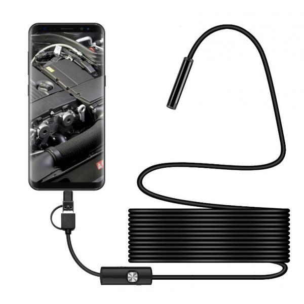 3in1 USB Endoscope with 6 Adjustable LED Lights, Semi-Rigid  Waterproof