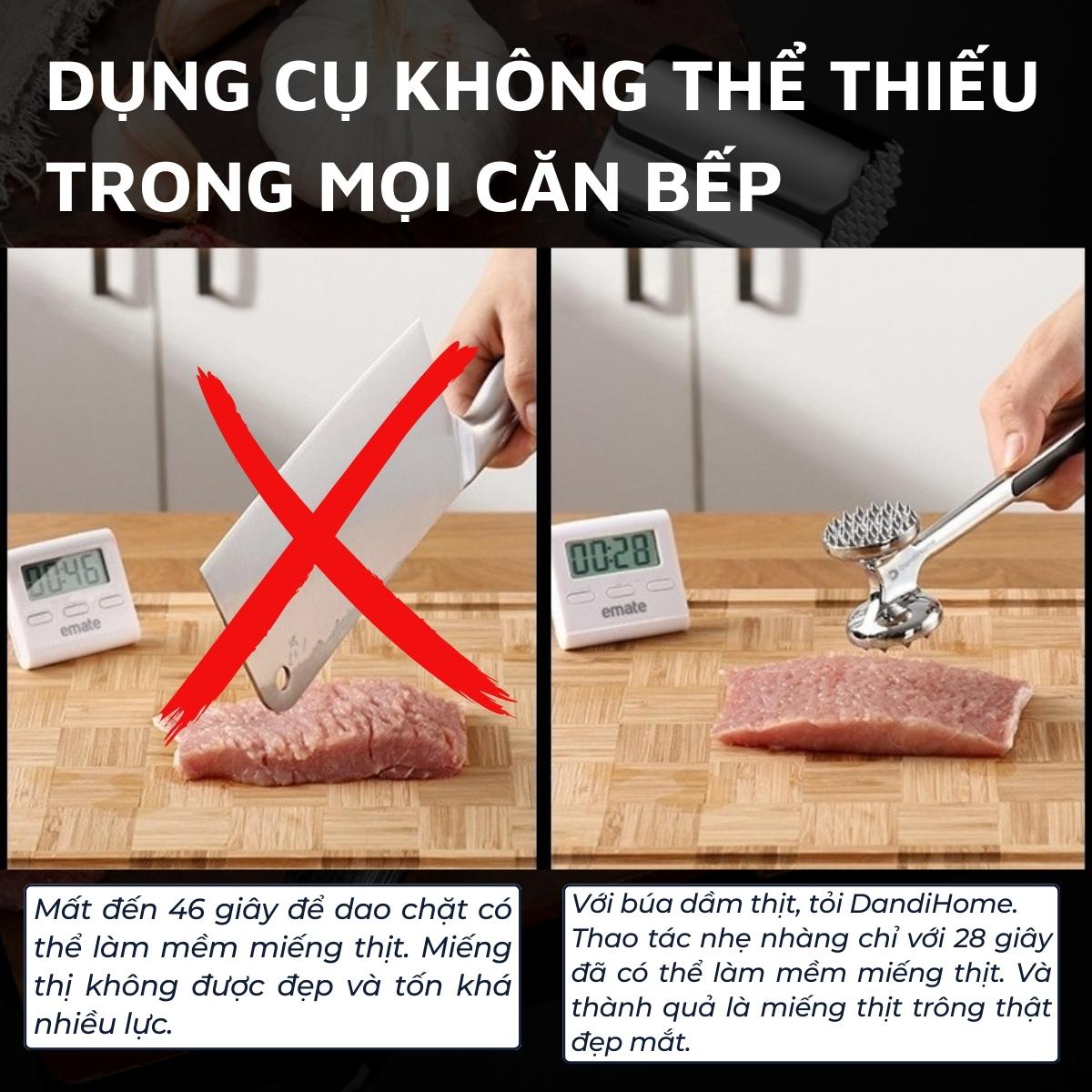 Búa đập thịt, tỏi, gừng, xả ... đa năng DandiHome cao cấp-Tiêu chuẩn quốc tế