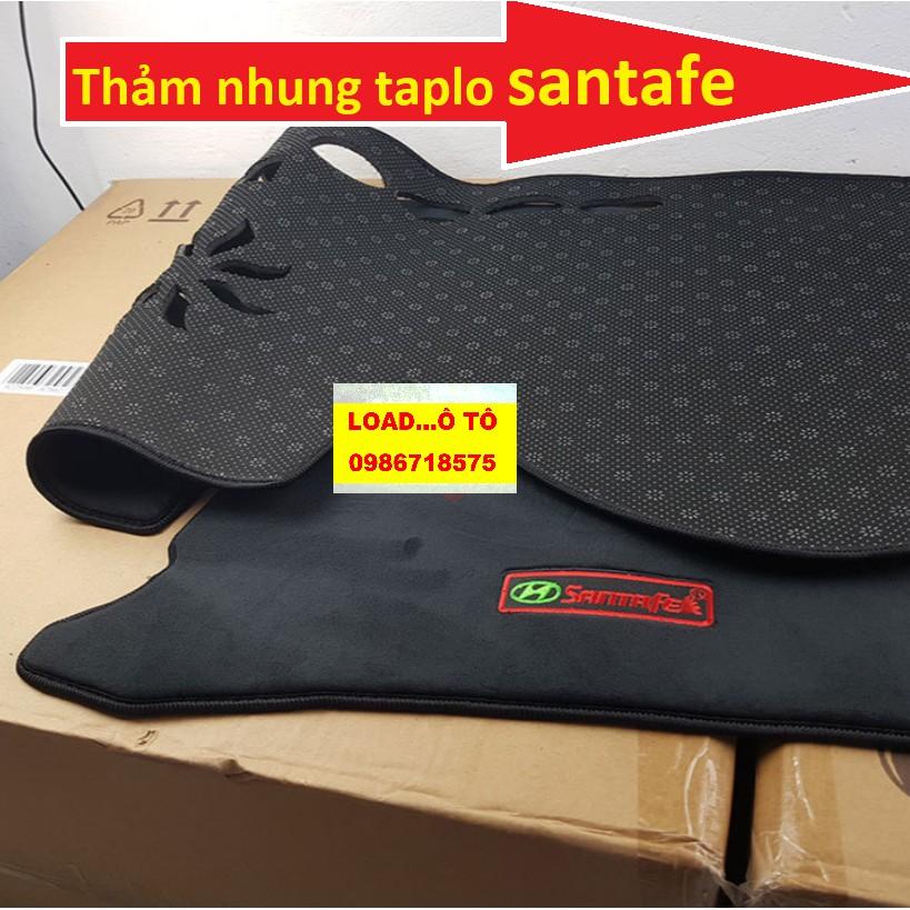 Thảm Taplo Chống Nắng Xe Hyundai Santafe 2023-2018 Mẫu Da Carbon, Nhung Lông Cừu (có lớp chống trượt)