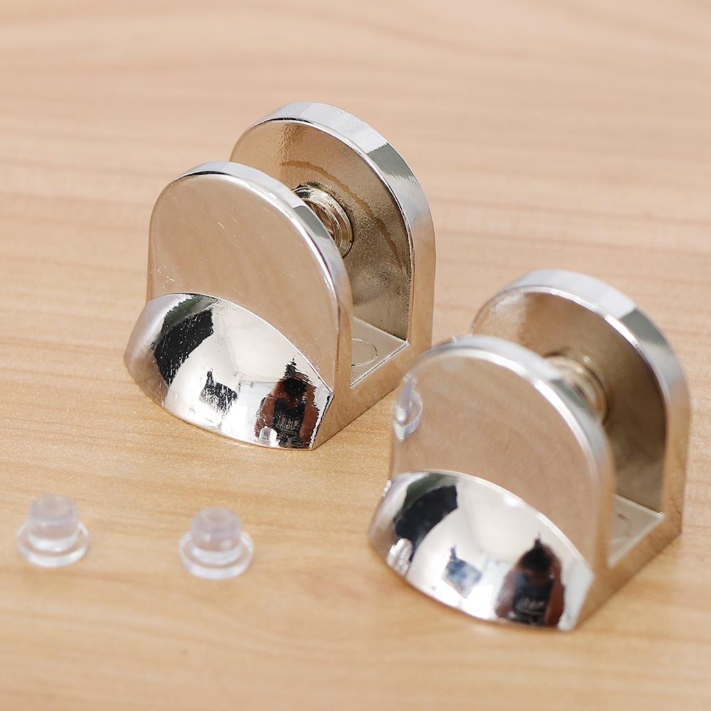 2pcs Fish Mouth Shape Adjustable Glass Clamp Shelf Support Brackets for Bathroom Office Seat Isolation