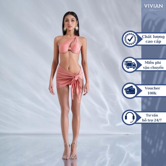 Đồ bơi nữ cao cấp  dạng hai mảnh áo gọng phối váy cover cách điệu - NUDE - VS176_NUDE