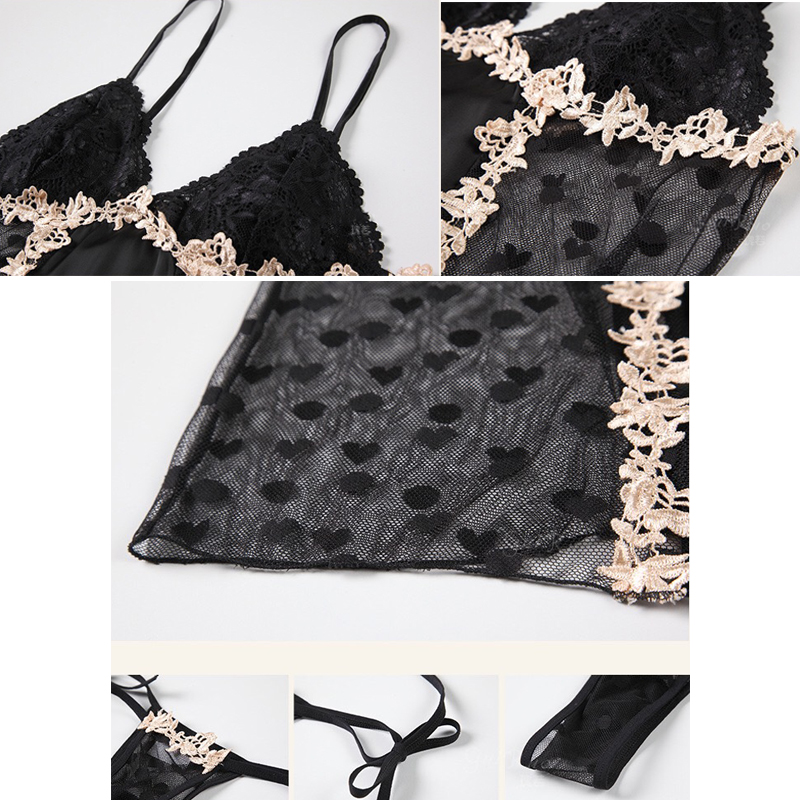 P5 Váy Ngủ 2 Dây Lụa Satin Phối Ren Xuyên Thấu Sexy - Đầm Ngủ Hai Dây Gợi Cảm Cho Nữ Freesize Dưới 58kg Sang Trọng & Quyến Rũ