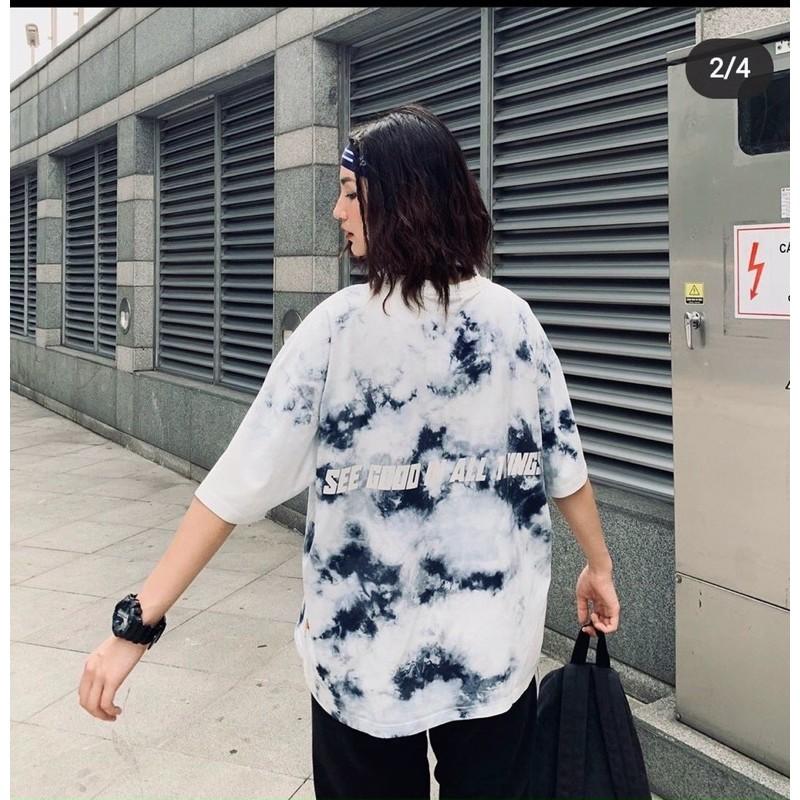 Áo Thun Tay Lỡ Nam Nữ Loang Màu Unisex