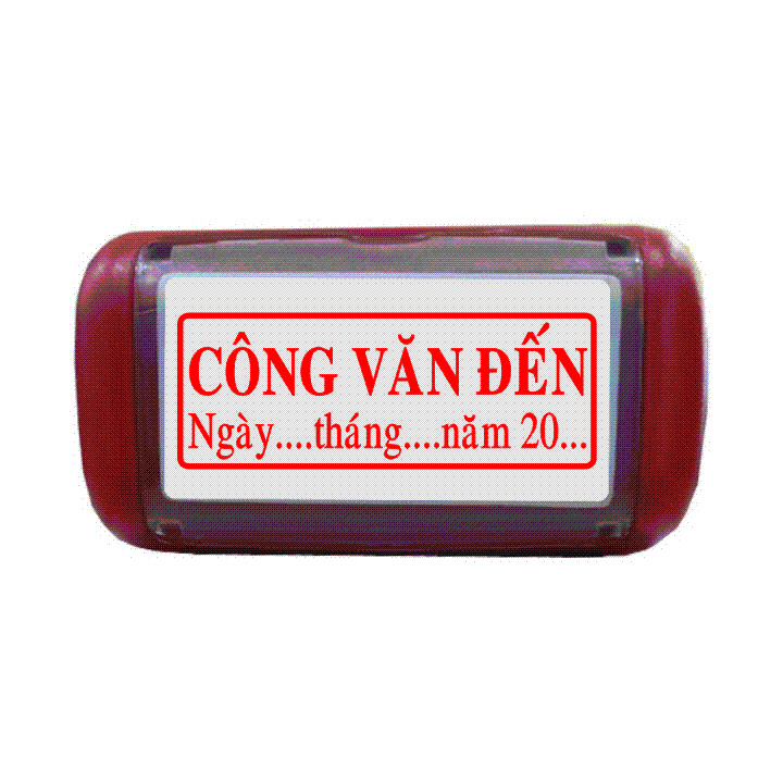 Con dấu liền mực Công Văn Đến có ngày tháng năm (Mực đỏ)