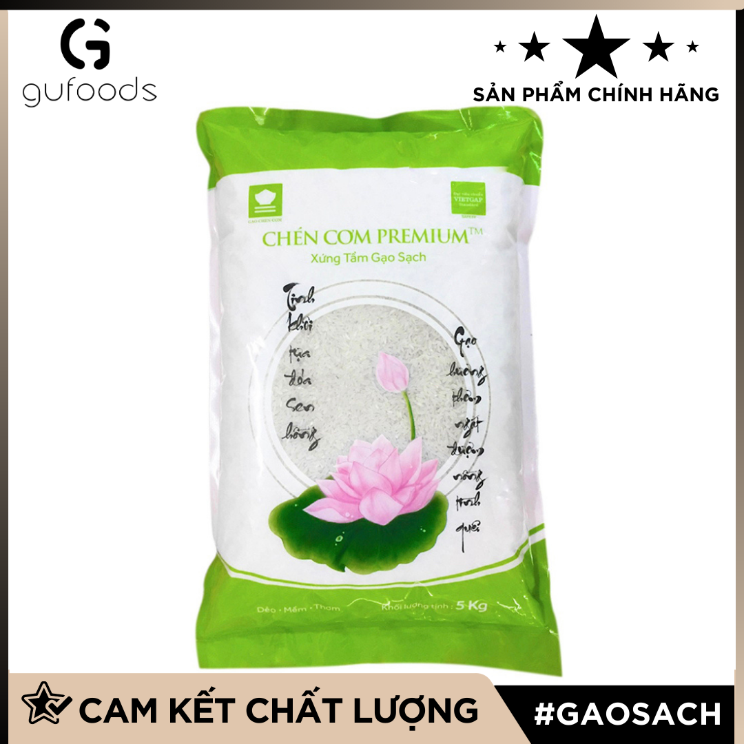 Gạo sạch VietGAP Chén Cơm Premium™ (5kg) (dẻo - mềm - thơm)