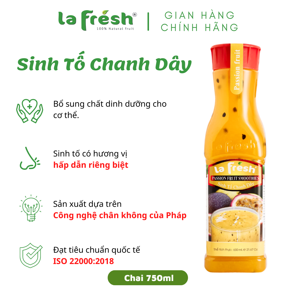 Sinh Tố Chanh Dây Lafresh Đà Lạt Chai 650ml