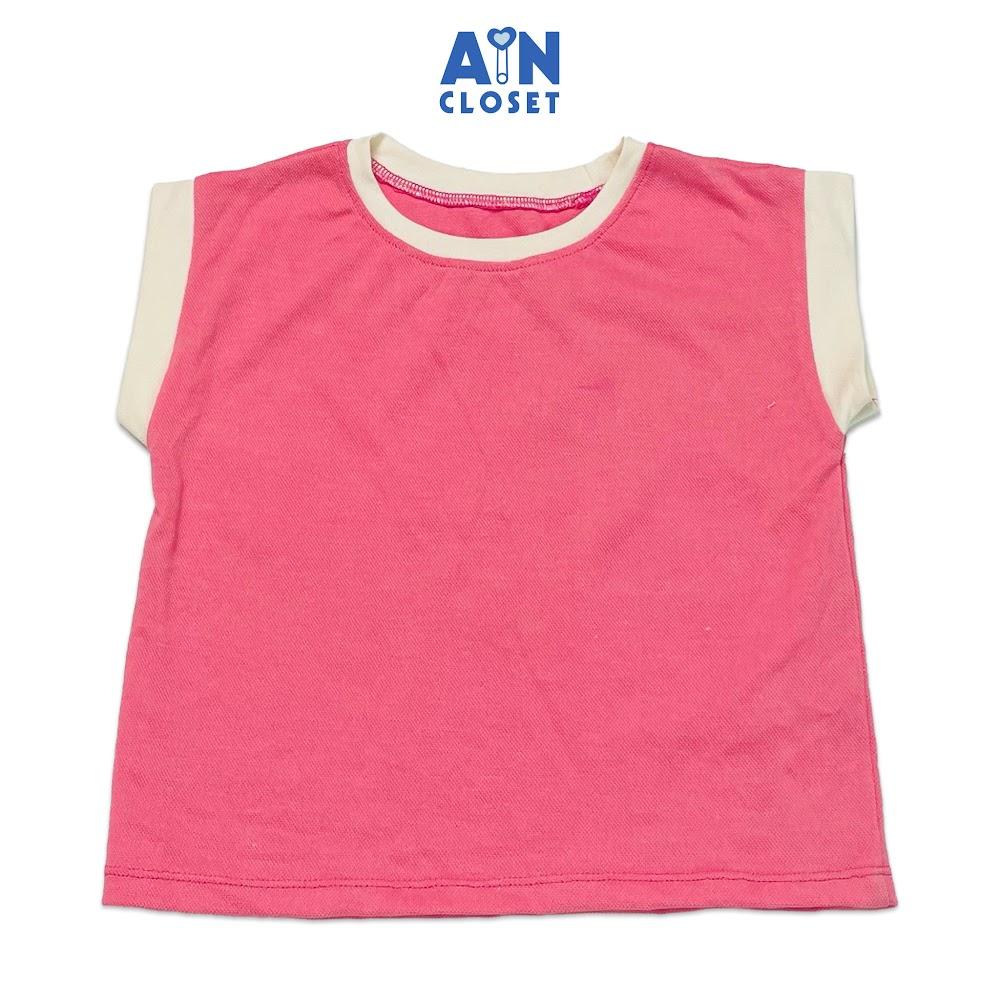 Áo ngắn tay bé gái Hồng viền trắng thun cotton - AICDBGT53EQ3 - AIN Closet