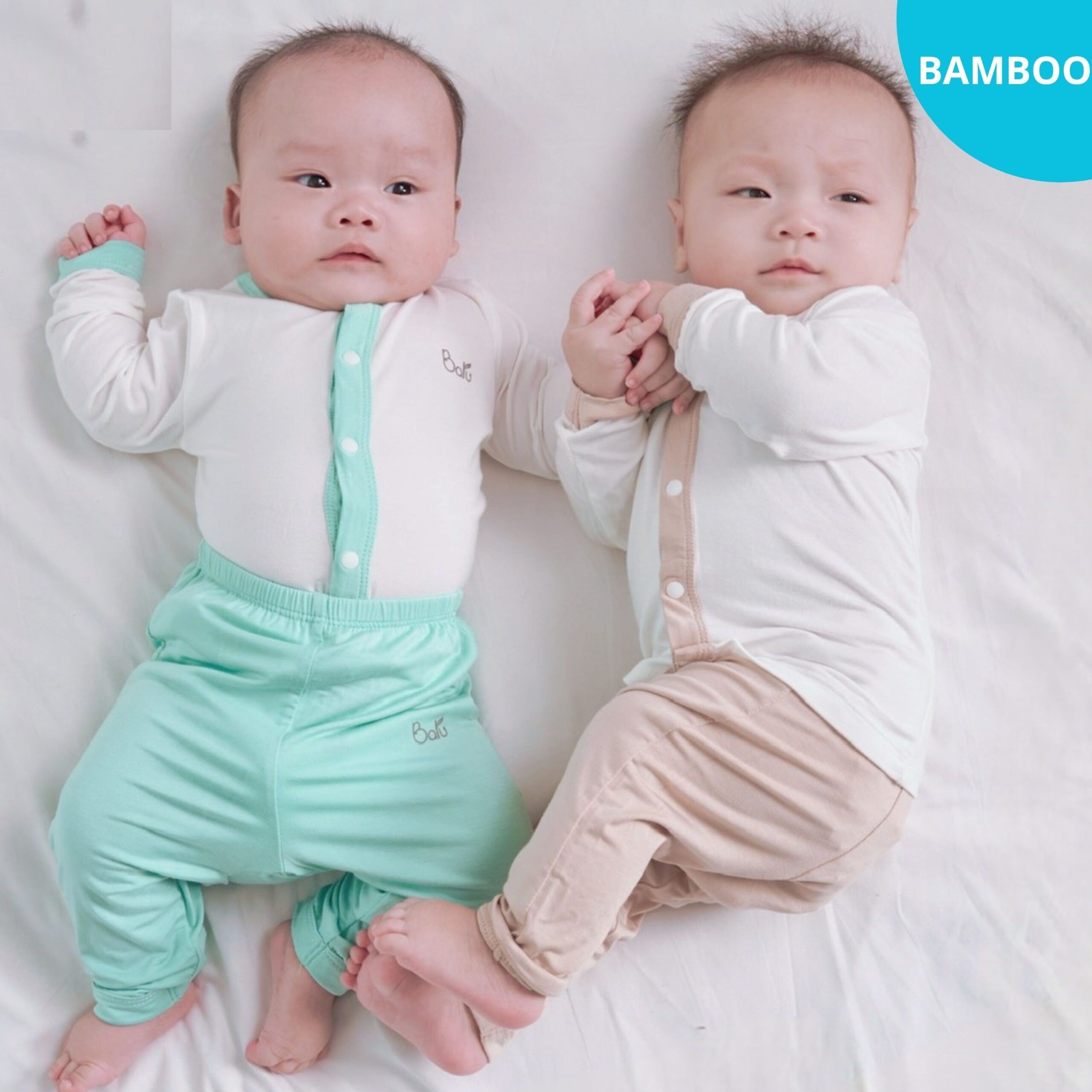 Bộ Dài Tay Bé Cài Khuy Giữa  BARU Chất Cotton Xuất Hàn Mềm Mịn ,thời trang trẻ em ( 0-6 M )