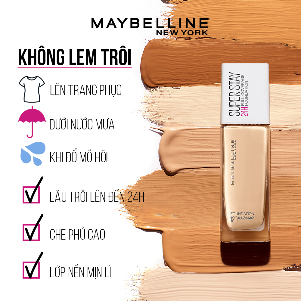 Kem Nền Lâu Trôi Superstay Long Lasting Full Coverage Foundation Maybelline New York 30ml