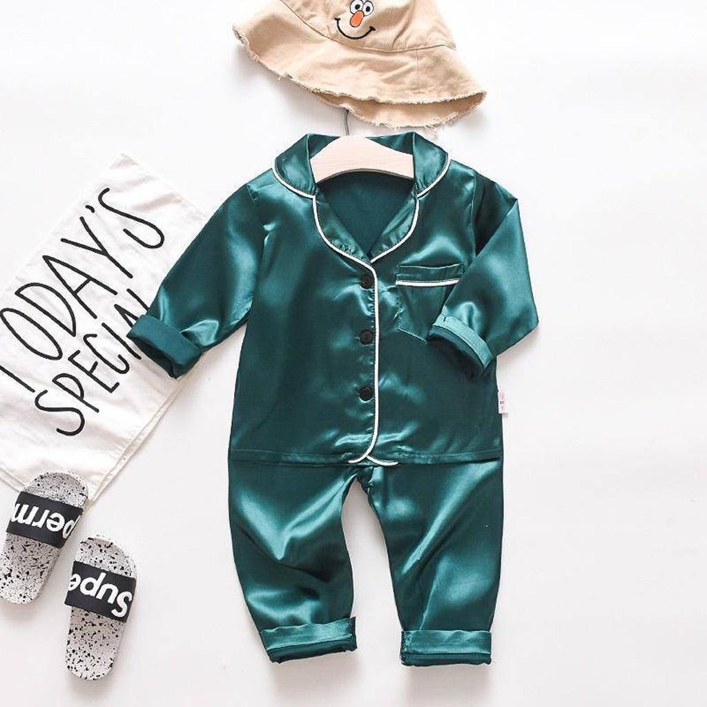 Bộ Pijama lụa dài tay cho bé ROSY KIDS , Bộ Đồ Ngủ Cho bé Chất lụa mặc đi ngủ hay đi chơi đều xinh từ 6-28kg