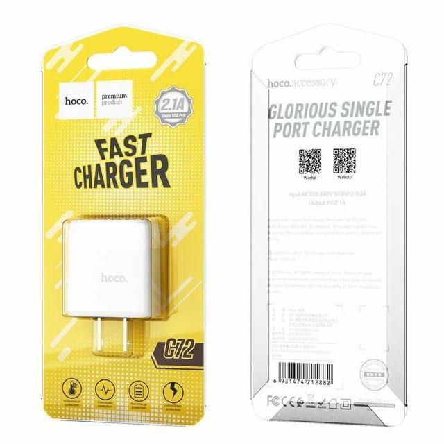 Cốc sạc nhanh 1 cổng USB 2.1A Hoco C72- HÀNG CHÍNH HÃNG