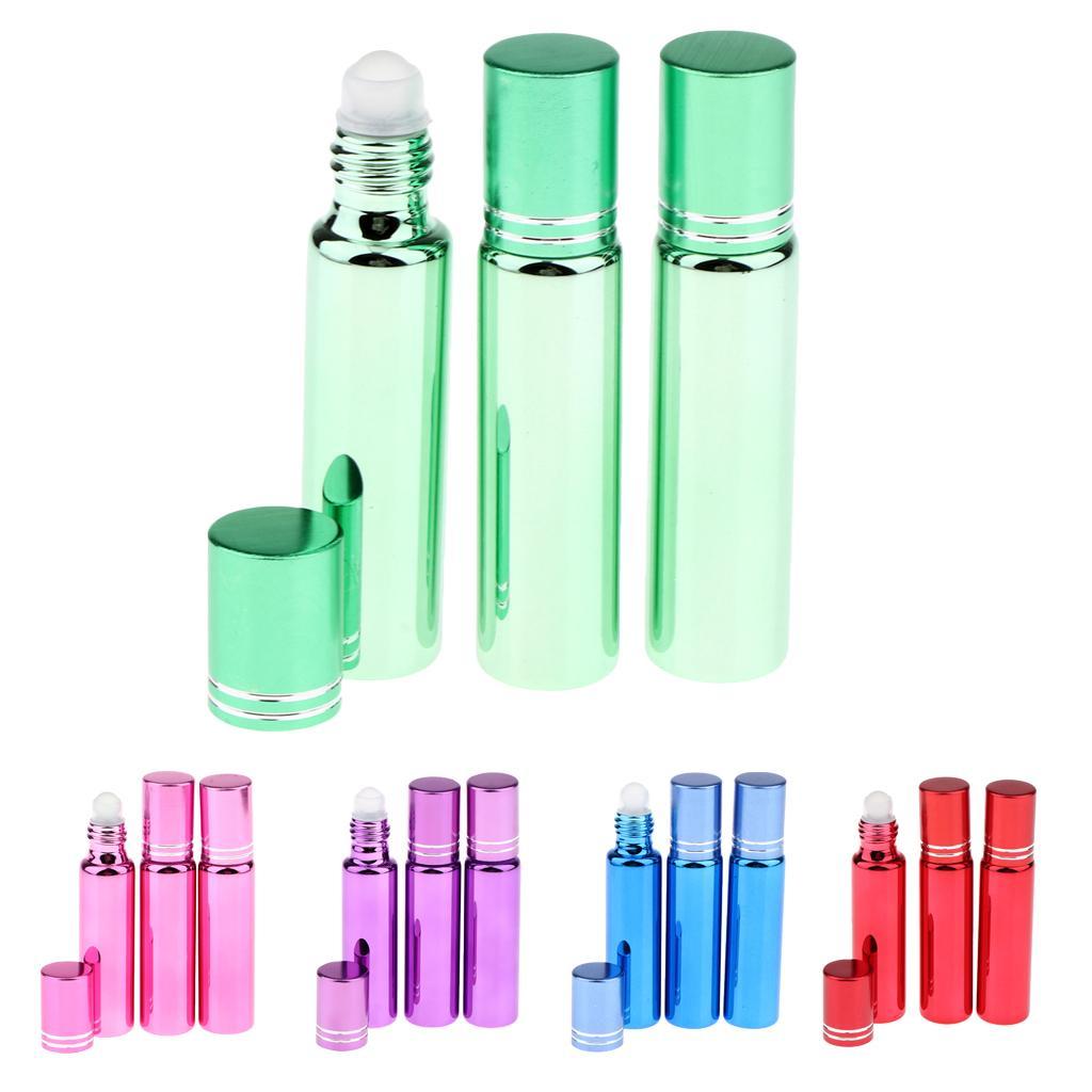 3x Empty Refillable Container Essential Oil Roller Bottles Vials 10ml