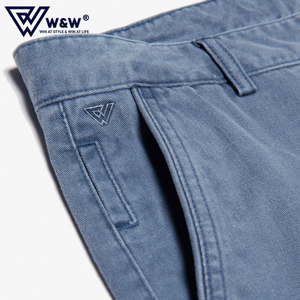 Quần Short Nam W&amp;W Cạp Khuy Túi Chéo, Chất Liệu Cotton Mềm Mịn, Bền Màu, Phong Cách Trẻ Trung, Hiện Đại WKS08R