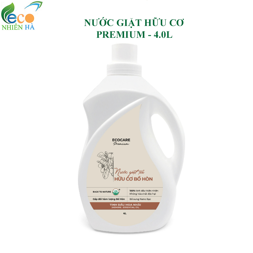 Nước giặt xả ECOCARE PREMIUM 4L tinh dầu nhài, nước giặt hữu cơ an toàn cho bé và mẹ bầu