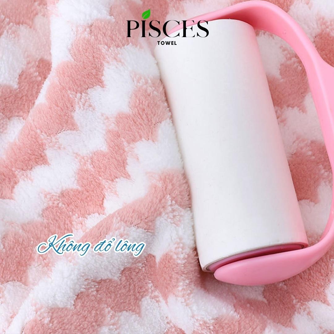 Khăn Mặt PISCES TOWEL 35x75cm Họa Tiết Trái Tim Cotton Mềm Mại, Khăn Spa Yoga Gym Thể Thao Thấm Hút Mồ Hôi - Hồng, Hồng