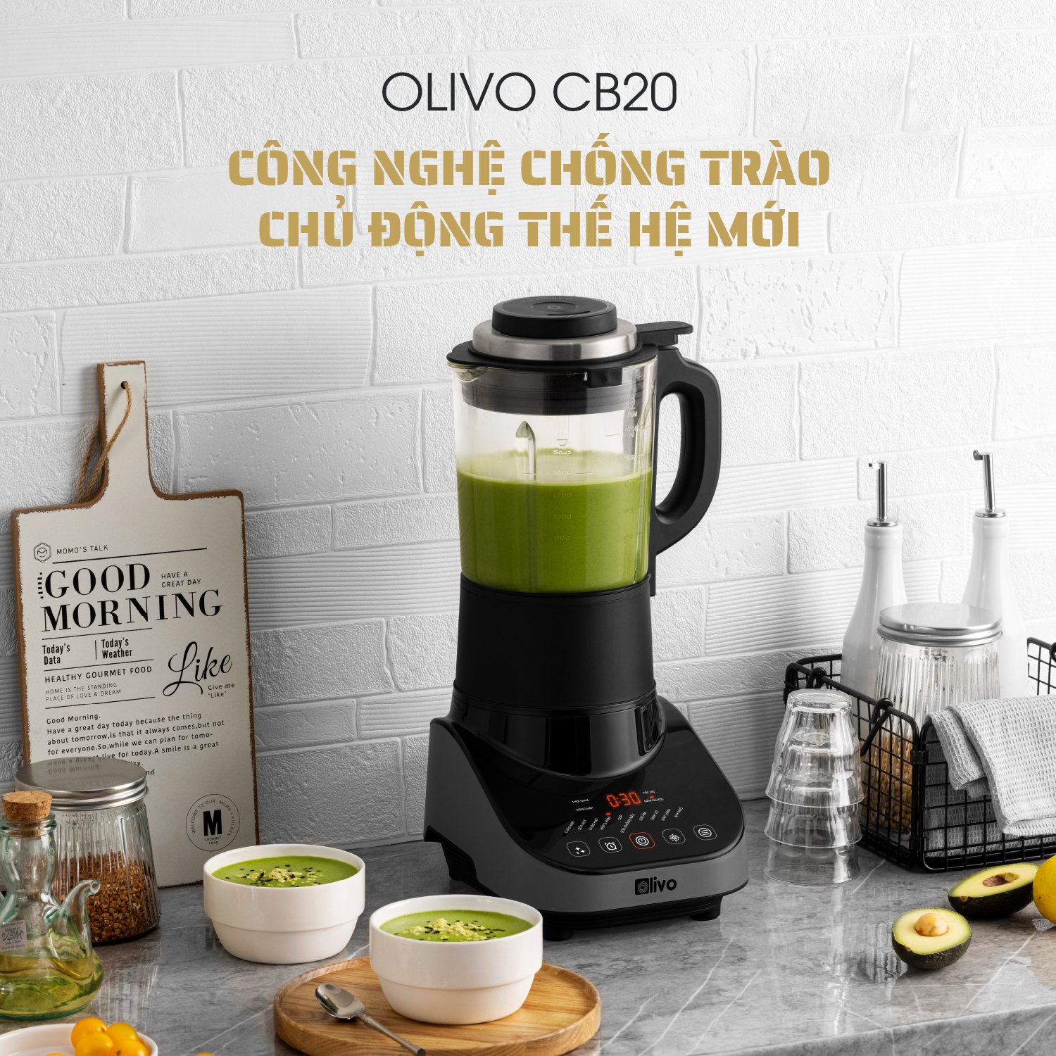 Máy làm sữa hạt Olivo CB20 kèm cối xay khô - Hàng chính hãng