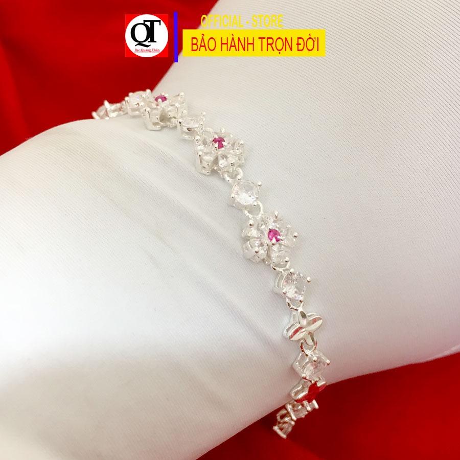 Lắc tay nữ hoa Mai thời trang chất liệu bạc ta đính đá cao cấp trang sức Bạc Quang Thản - QTVTNU24