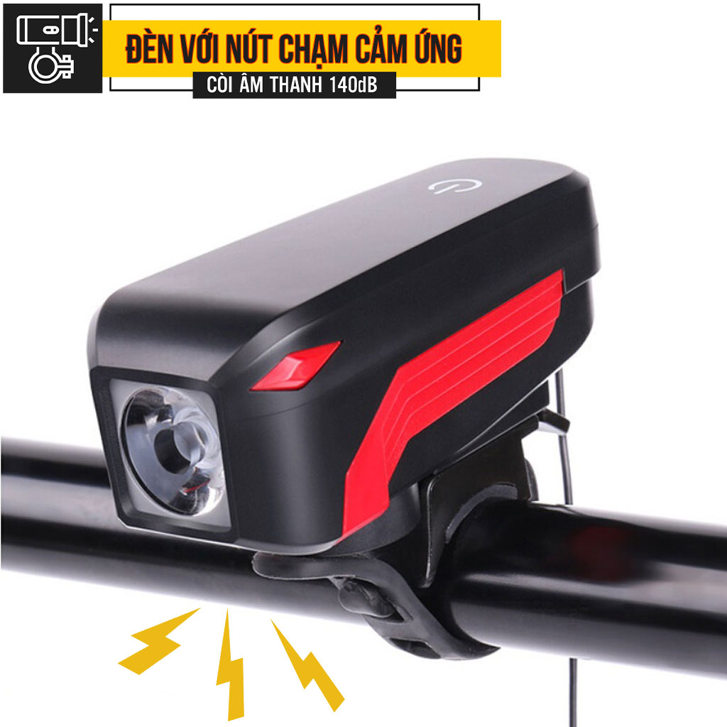 Đèn Xe Đạp Có Còi T6 350lumens Pin 2000mAh Còi âm thanh lớn 140dB MaiLee
