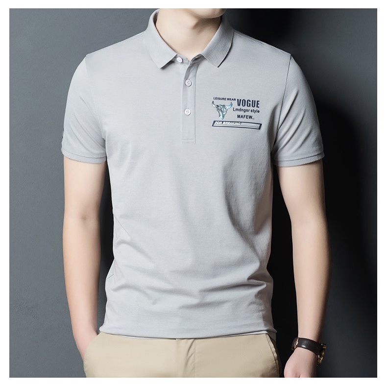 Áo thun nam ngắn tay có cổ vải Thun cotton 100%