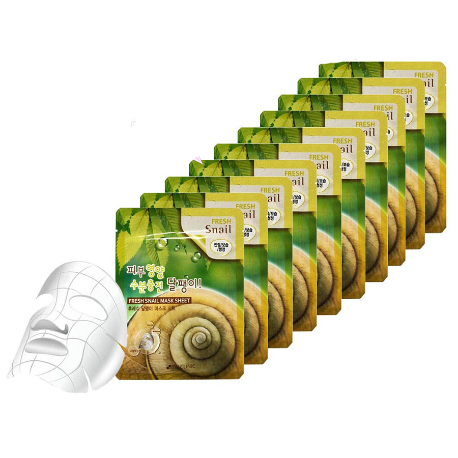 Bộ 10 gói mặt nạ chiết xuất ốc sên 3W Clinic Fresh Snail Mask Sheet