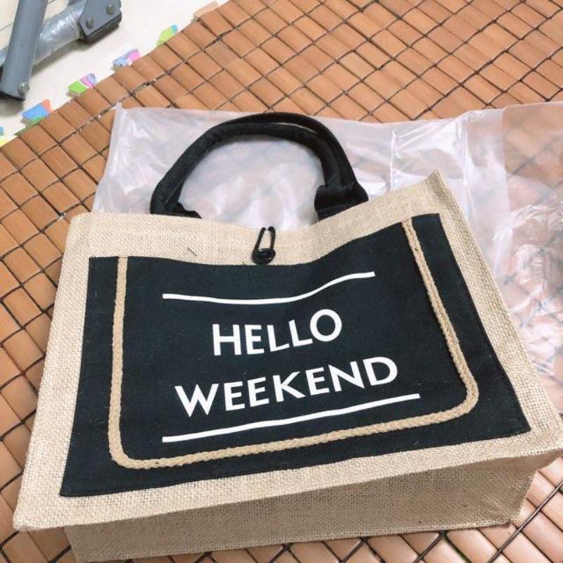 Túi cói Hello Weekend Siêu Đẹp Hàng Loại 1