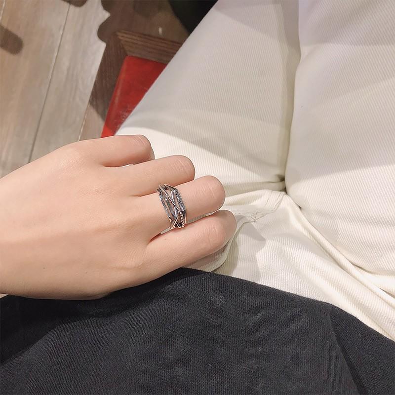 Nhẫn Unisex Chữ Forever Mạ Bạc Freesize Phong Cách Cá Tính
