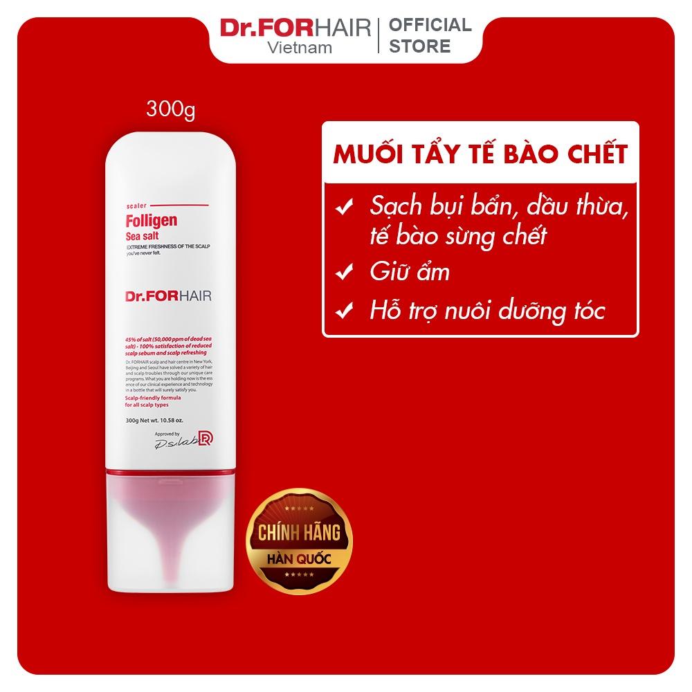 Combo dầu gội đầu ngăn ngừa rụng tóc Dr.FORHAIR Folligen Plus Shampoo 500ml x Sea Salt Scaler 300g