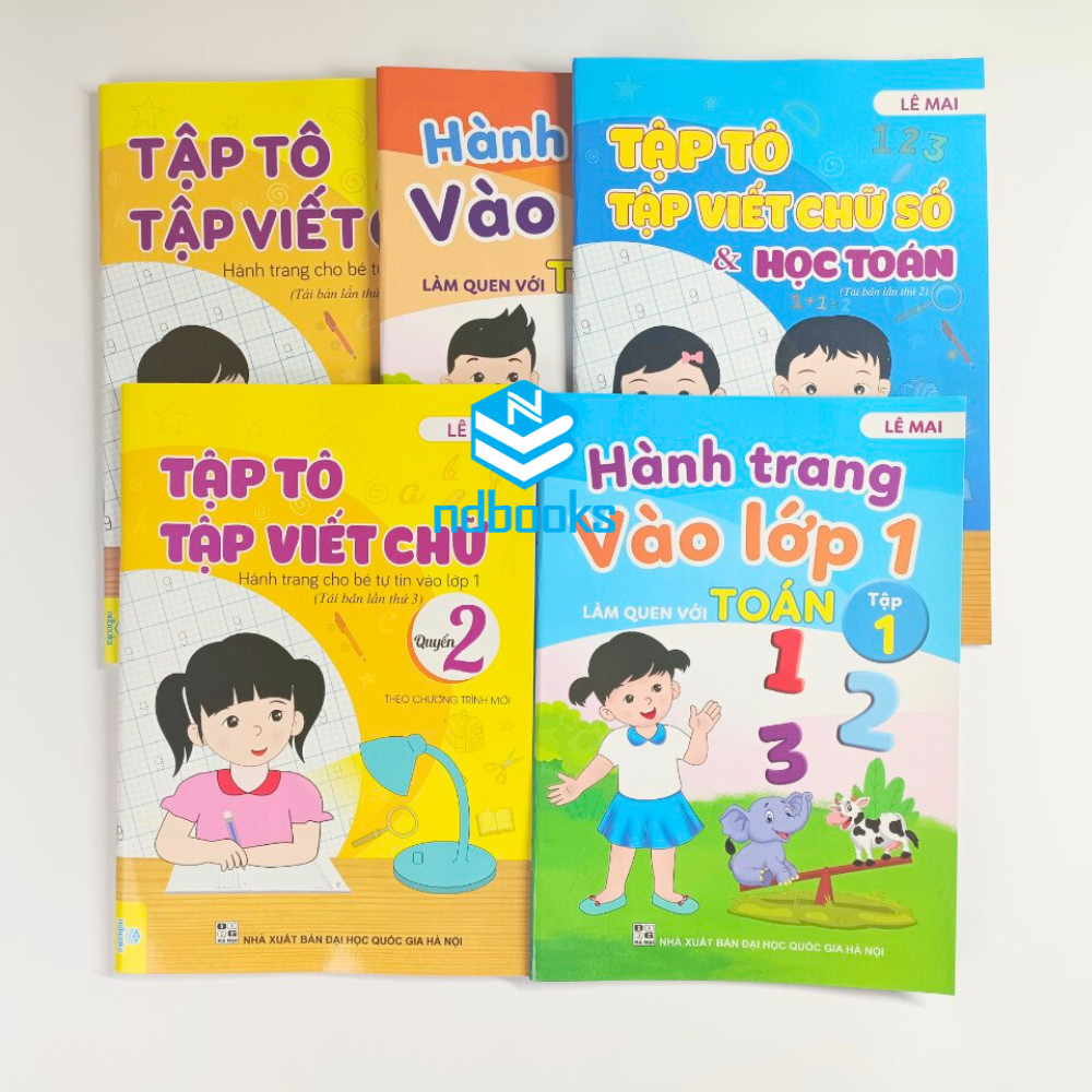 Sách - Combo 5 cuốn Tập tô tập viết chữ, số và học Toán, Hành trang vào lớp 1 - Lê Mai - ndbooks