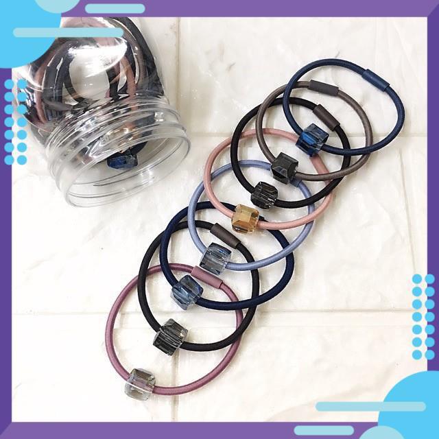 Chun buộc tóc đính hạt nhựa phong cách thời trang