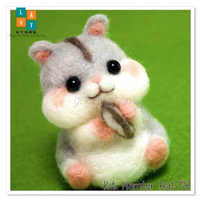 KIT len chọc có hướng dẫn Hamster Hạt Dẻ - Quà Tặng, Trang trí cực đẹp - Needle Felt