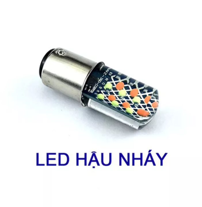 1 bóng đèn LED stop xe may ôtô đèn nhấp nháy 7 màu siêu đẹp siêu chất
