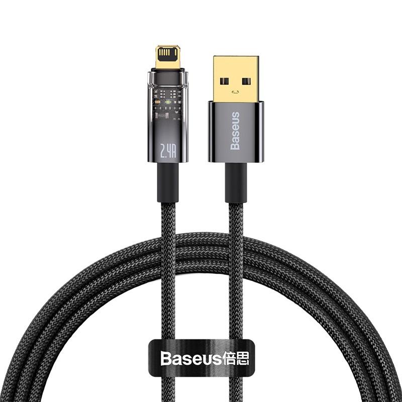 Cáp sạc nhanh Baseus Explorer Series Auto Power-Off Fast Charging Data Cable USB to l.P 2.4 (Hàng chính hãng)