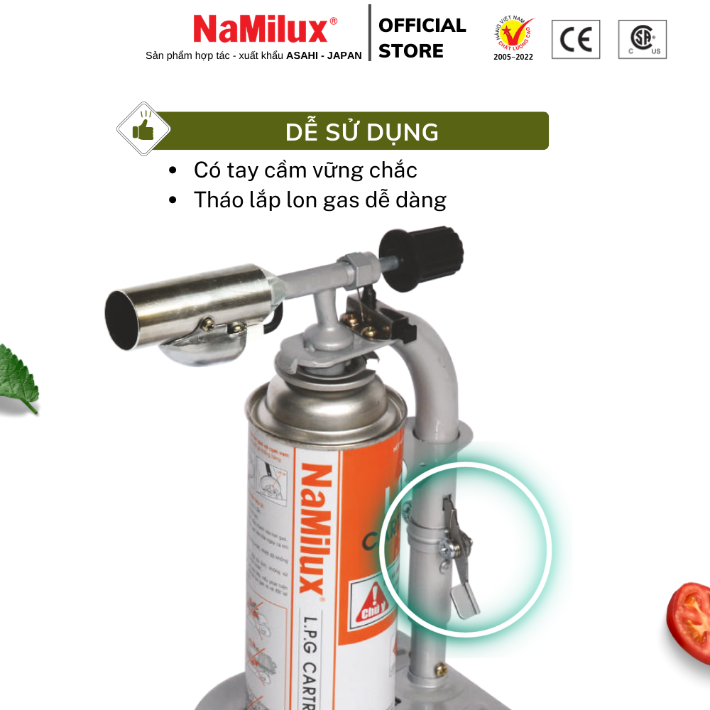 Đèn Khò Gas Đa Năng NaMilux │Có Hệ Thống Đánh Lửa Tự Động│Công Suất 3.0 Kw│Hàng Chính Hãng