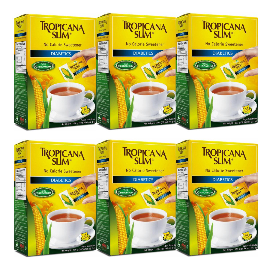 Combo 6 Hộp Đường Ăn Kiêng Tropicana Slim No Calorie Sweetener Diabetics (50 x 2g)