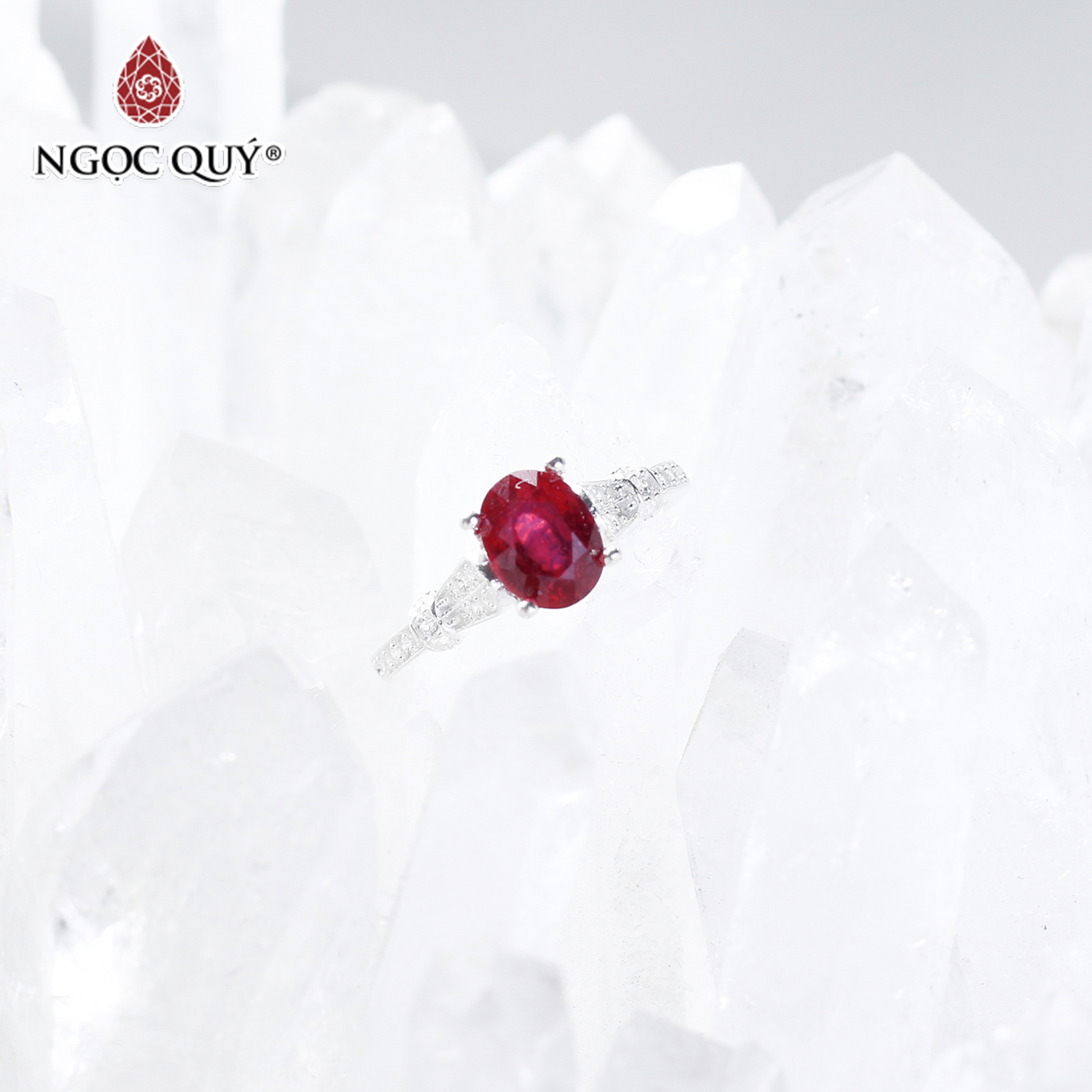 Nhẫn bạc nữ đá Ruby mệnh hỏa, thổ - Ngọc Quý Gemstones