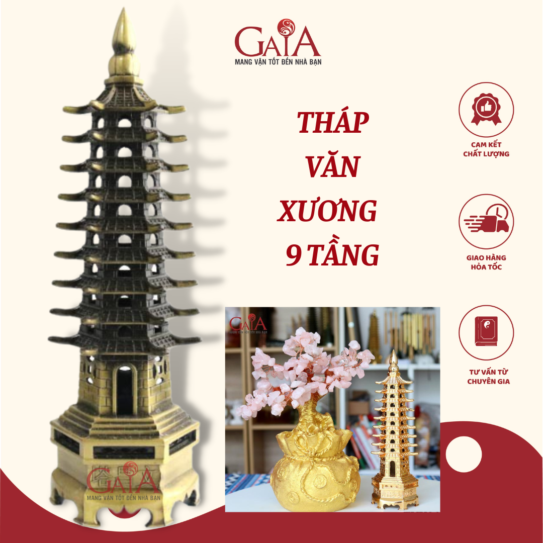 Tháp văn xương phong thuỷ size 18cm