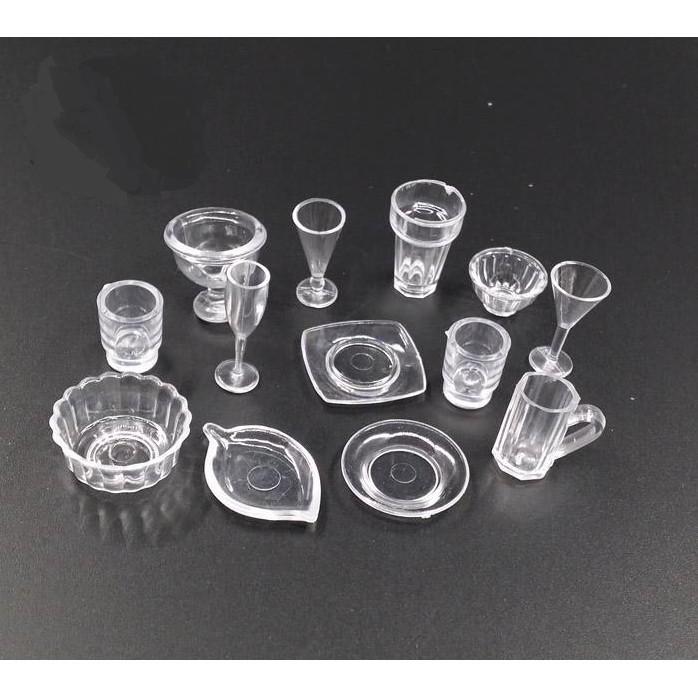 KHO-HN * Bộ mô hình các mẫu cốc ly nhựa size nhỏ trang trí nhà búp bê, re-ment, tiểu cảnh, đổ resin, móc khóa, DIY