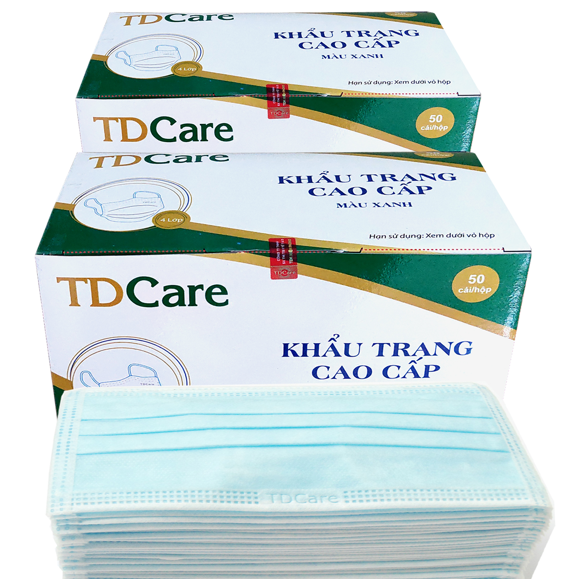 BỘ 2 HỘP KHẨU TRANG Y TẾ TDCare -4 LỚP (XANH/ TRẮNG/ XÁM)- 50 CÁI/HỘP.