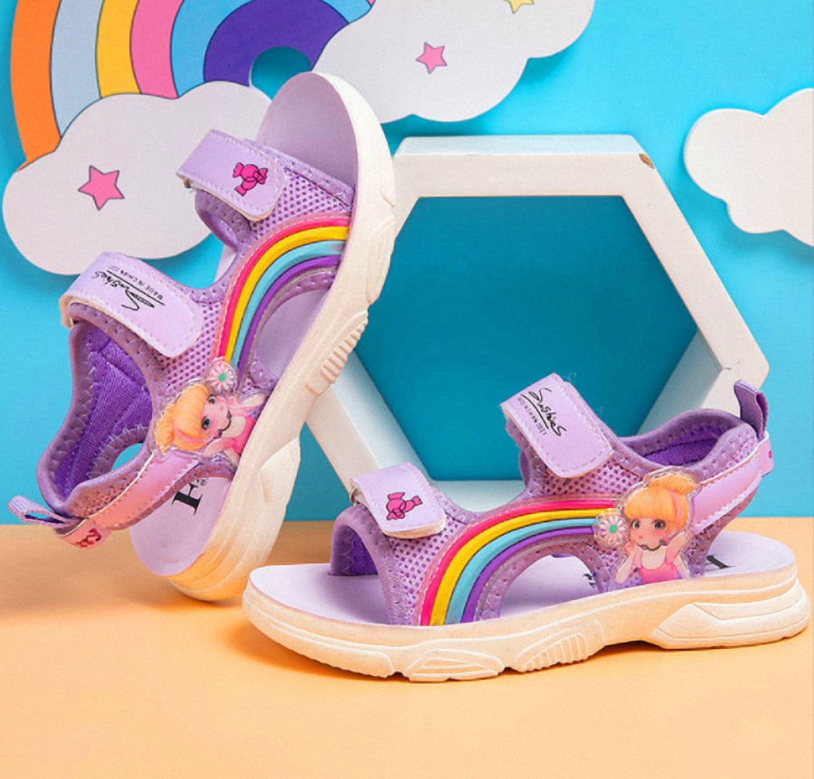 Sandal cho bé gái cầu vồng - giày đi học bé gái SD227